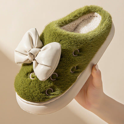 Puffed Bow Home Slippers