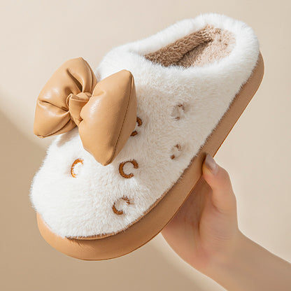 Puffed Bow Home Slippers