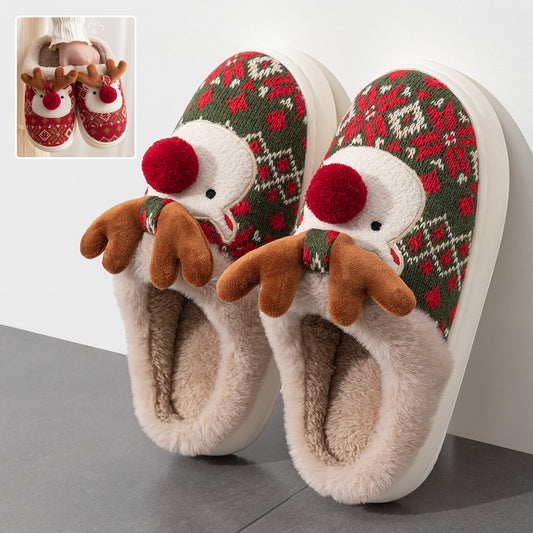 Christmas Fuzzy Elk Slippers