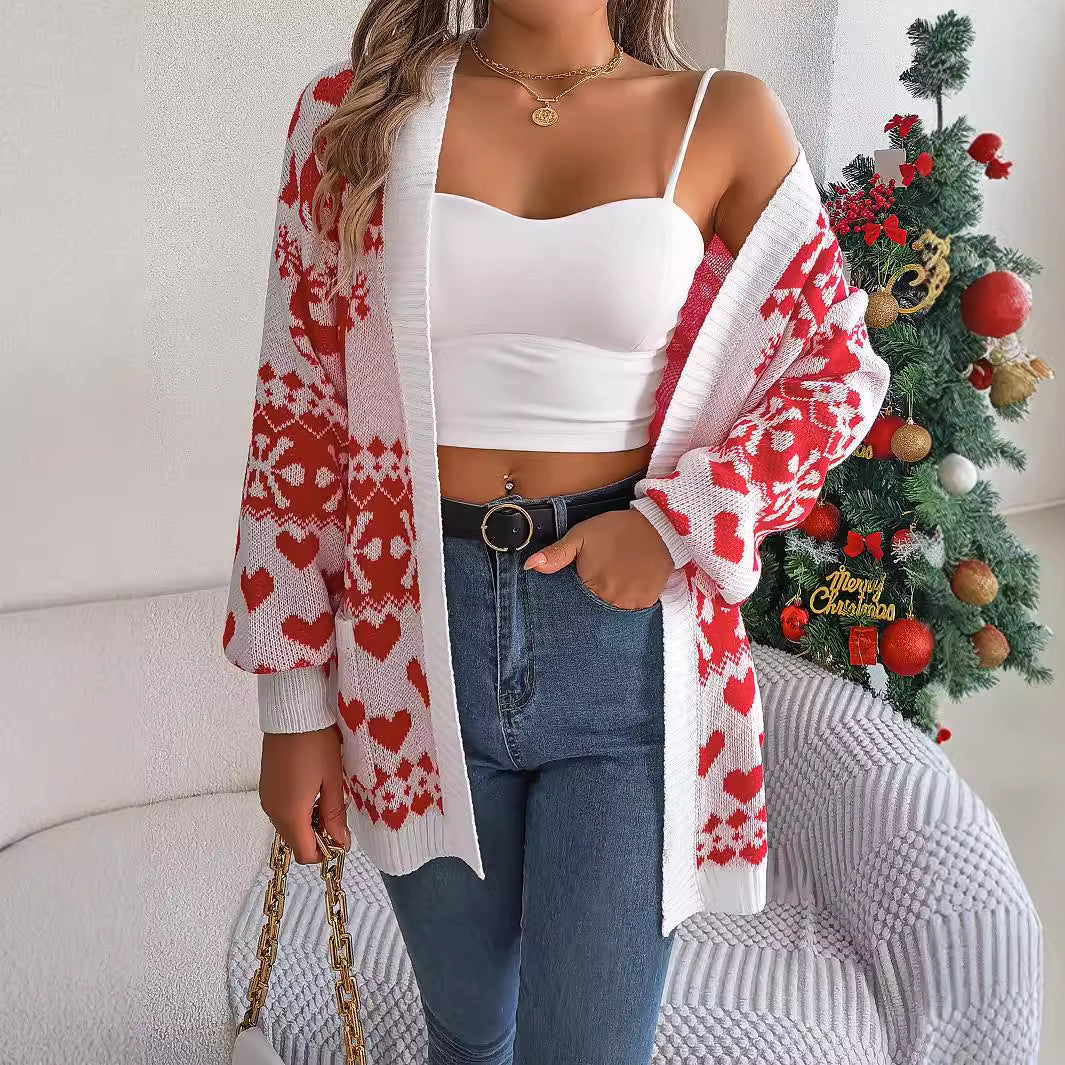 "Deer Me" Christmas Lantern Sleeve Cardigan