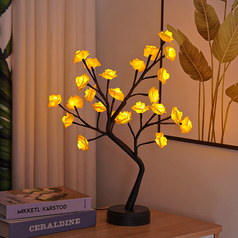 Enchanted Rose Blossom Tree Lamp – USB-Powered Fairy Light for a Dreamy Ambiance