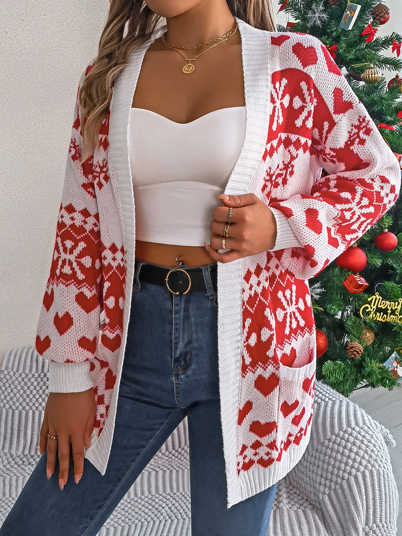 "Deer Me" Christmas Lantern Sleeve Cardigan