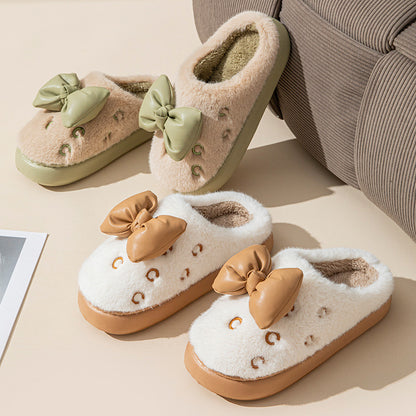 Puffed Bow Home Slippers