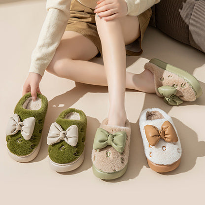 Puffed Bow Home Slippers