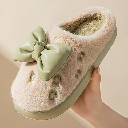 Puffed Bow Home Slippers