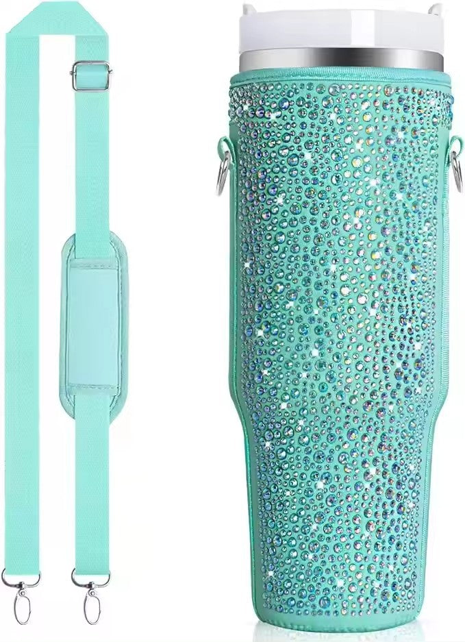 ChériCute 40 Oz Pearlescent Water Bottle with Trendy Crossbody Bag.