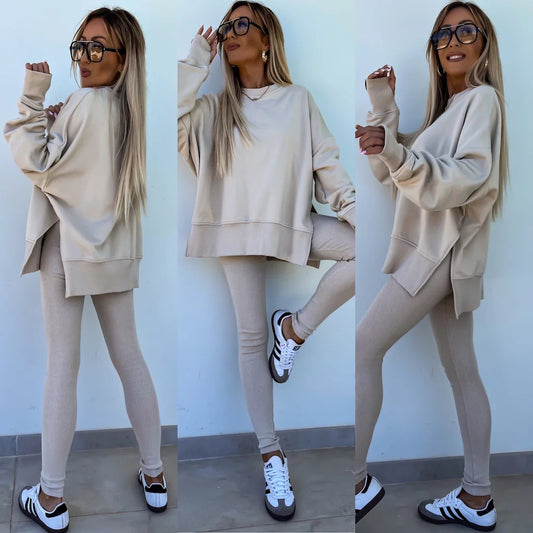 ChériCute Women’s Sweater Suit – Casual Long Sleeve Top & Trousers Set.