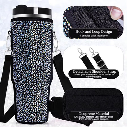 ChériCute 40 Oz Pearlescent Water Bottle with Trendy Crossbody Bag.