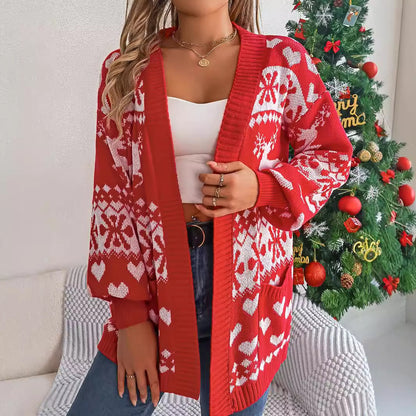 "Deer Me" Christmas Lantern Sleeve Cardigan