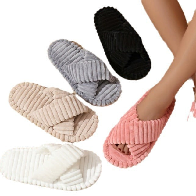 Cross Belt Cotton Slippers