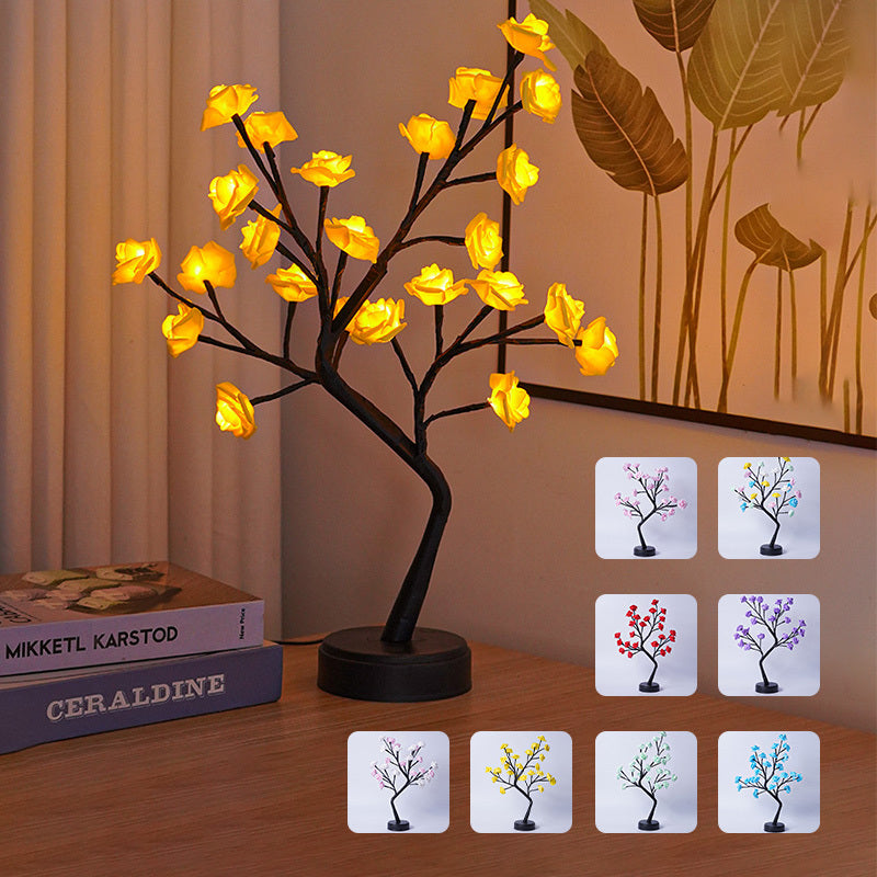 Enchanted Rose Blossom Tree Lamp – USB-Powered Fairy Light for a Dreamy Ambiance