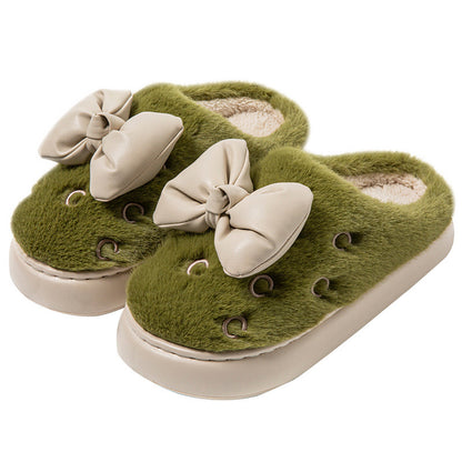 Puffed Bow Home Slippers