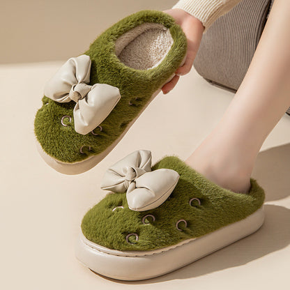 Puffed Bow Home Slippers