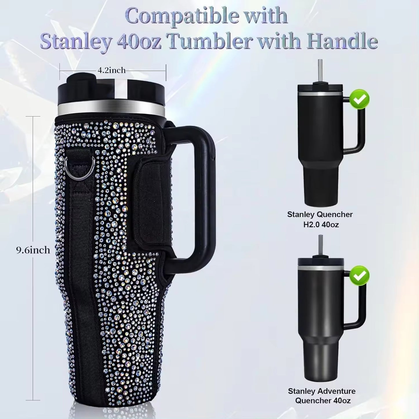 ChériCute 40 Oz Pearlescent Water Bottle with Trendy Crossbody Bag.