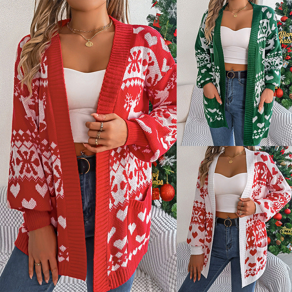 "Deer Me" Christmas Lantern Sleeve Cardigan