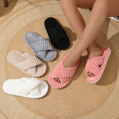 Cross Belt Cotton Slippers